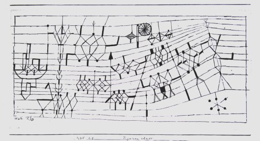 Escritura. Personajes. 1925. Tinta (pluma) sobre papel montado en cartón. 11,7 x 20,5 cm. Colección Eberhard W.Kornfeld, Berna.
